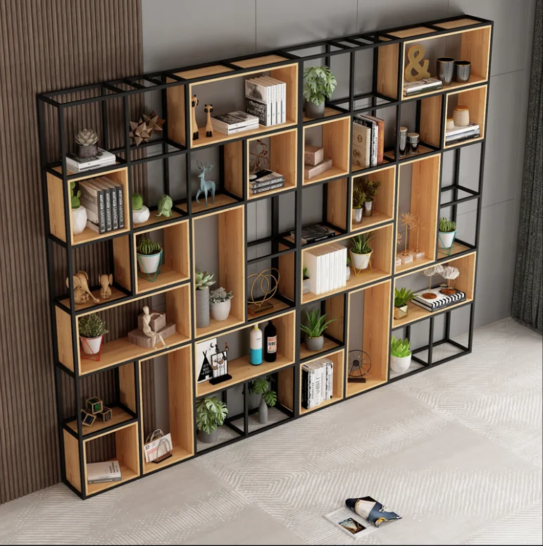 Wall Corner Shelf Storage Rack Metal Book Shelf Cabinet Furniture Bookshelf Library Wooden Bookcases