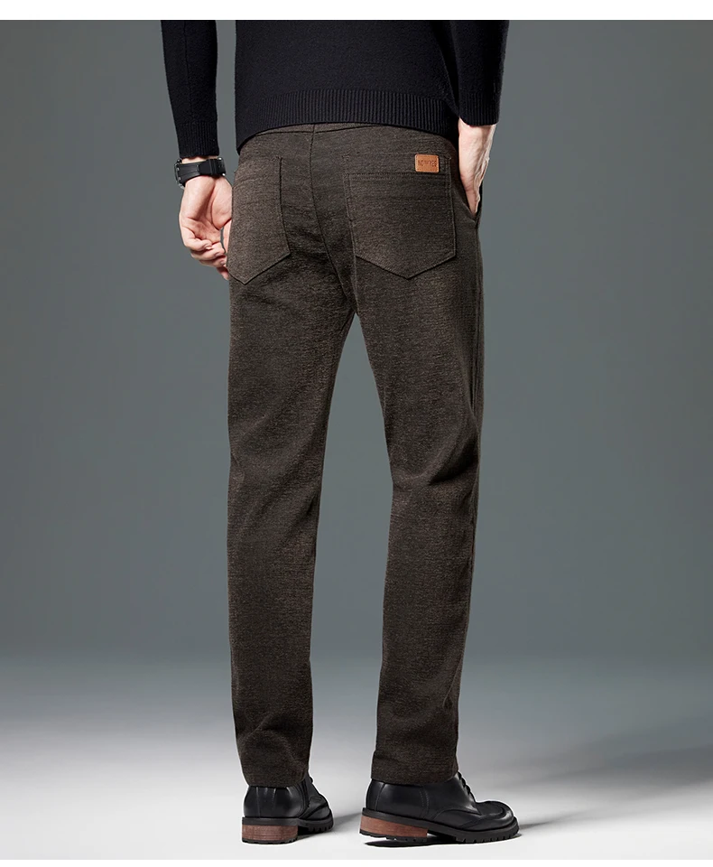 Herbst-Winter-Herren-Freizeithose, Business-Slim-Fit, gerade geschnitten, mit elastischem Bund, Arbeitshose, Cargo-Hose, einfarbig, koreanischer Stil, Stretch-Hose für Herren – Detail 11