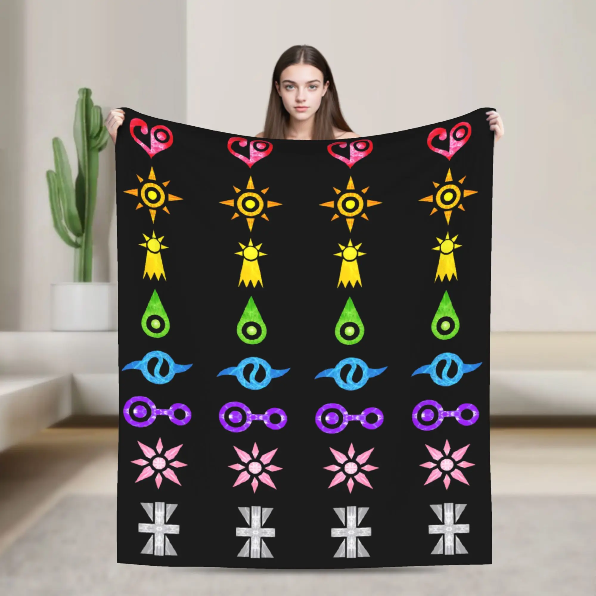 Digi Crests Blanket Digimon Nostalgic Anime Flannel Throw Blanket Summer Air Conditioning Personalised Soft Warm Bedspreads,