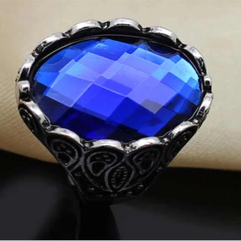flower vintage promotion bronze CUTE color stone black red royal blue finger ring fashion Jewelry party quality punk lovers gift