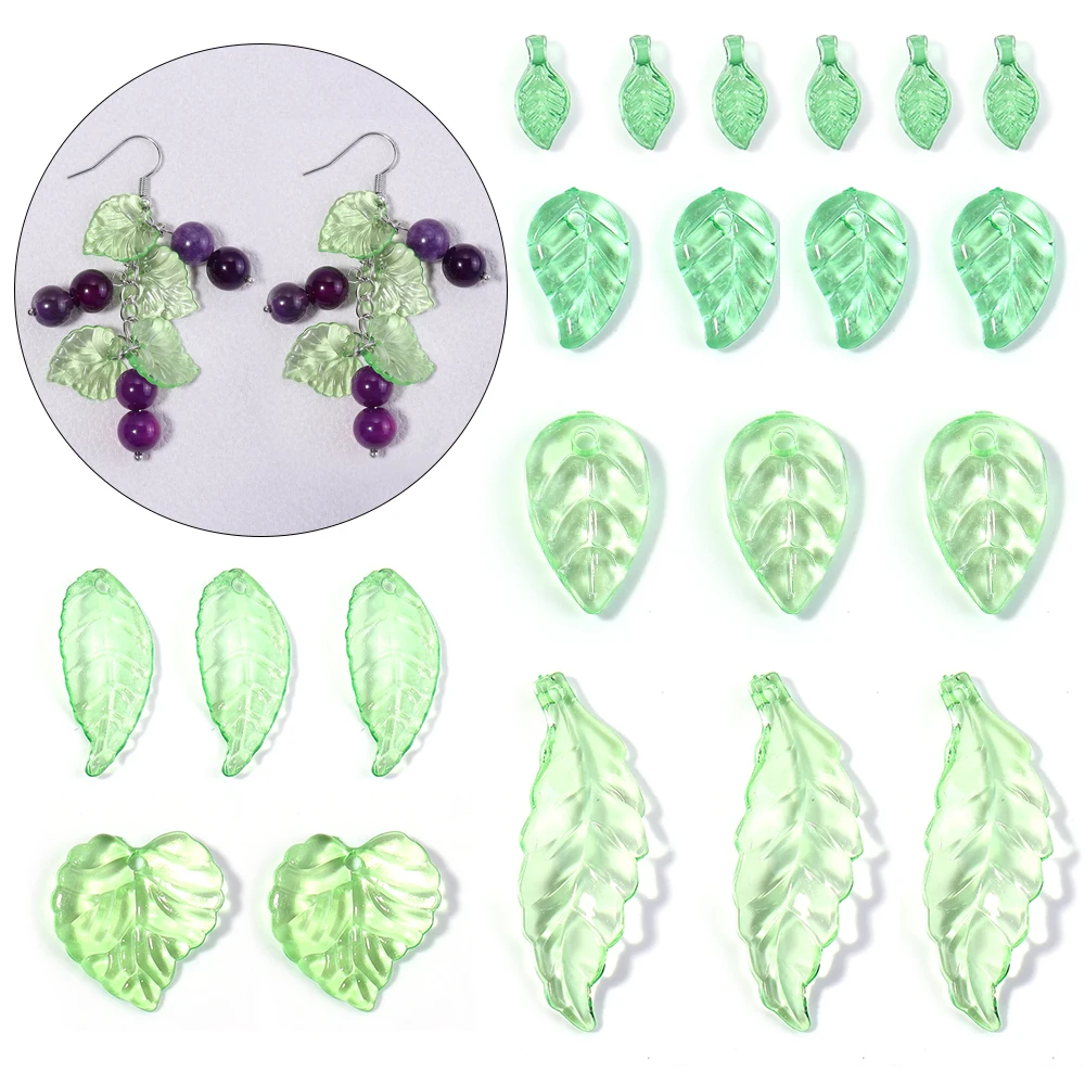 20/100pcs/lot Acrylic Leaf Beads Transparent Leaf Charms With Hole Loose Beads For Earrings Bracelet DIY Jewelry Making Supplies - view 4
