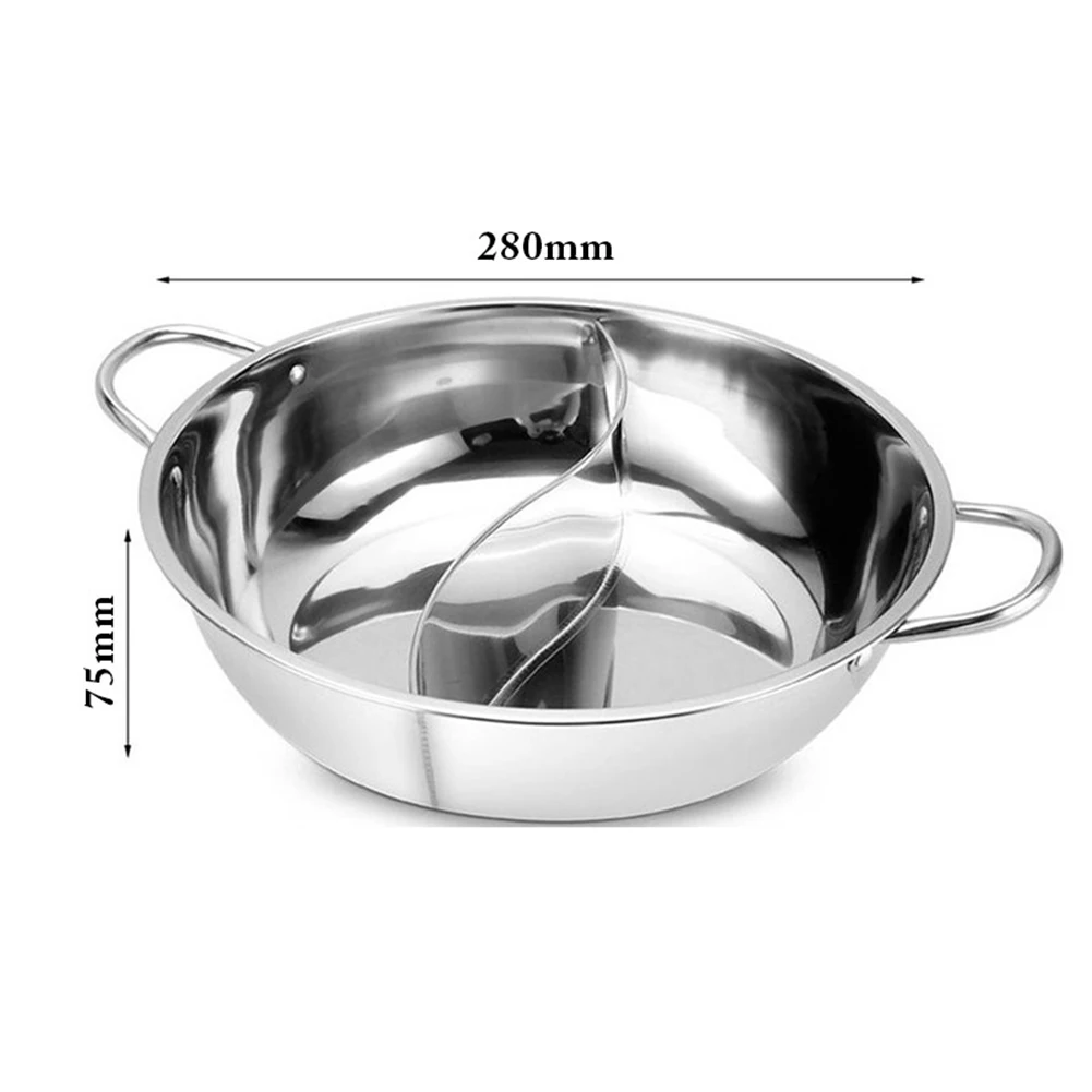 

Mandarin Duck Pot Hotpot Cookware 28cm/30cm Hot Pot Kitchenware S Compartment Soup Stainless Steel Twin Divided