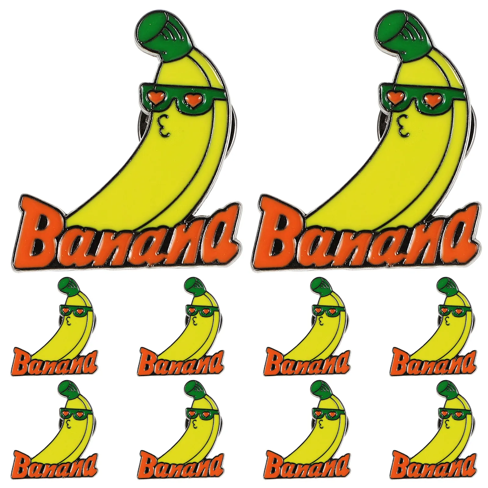 10Pcs Banana Brooch Pin Cute Fruit Enamel Lapel Pin for Jackets Backpacks Hats Student Back to School Fruit Brooch