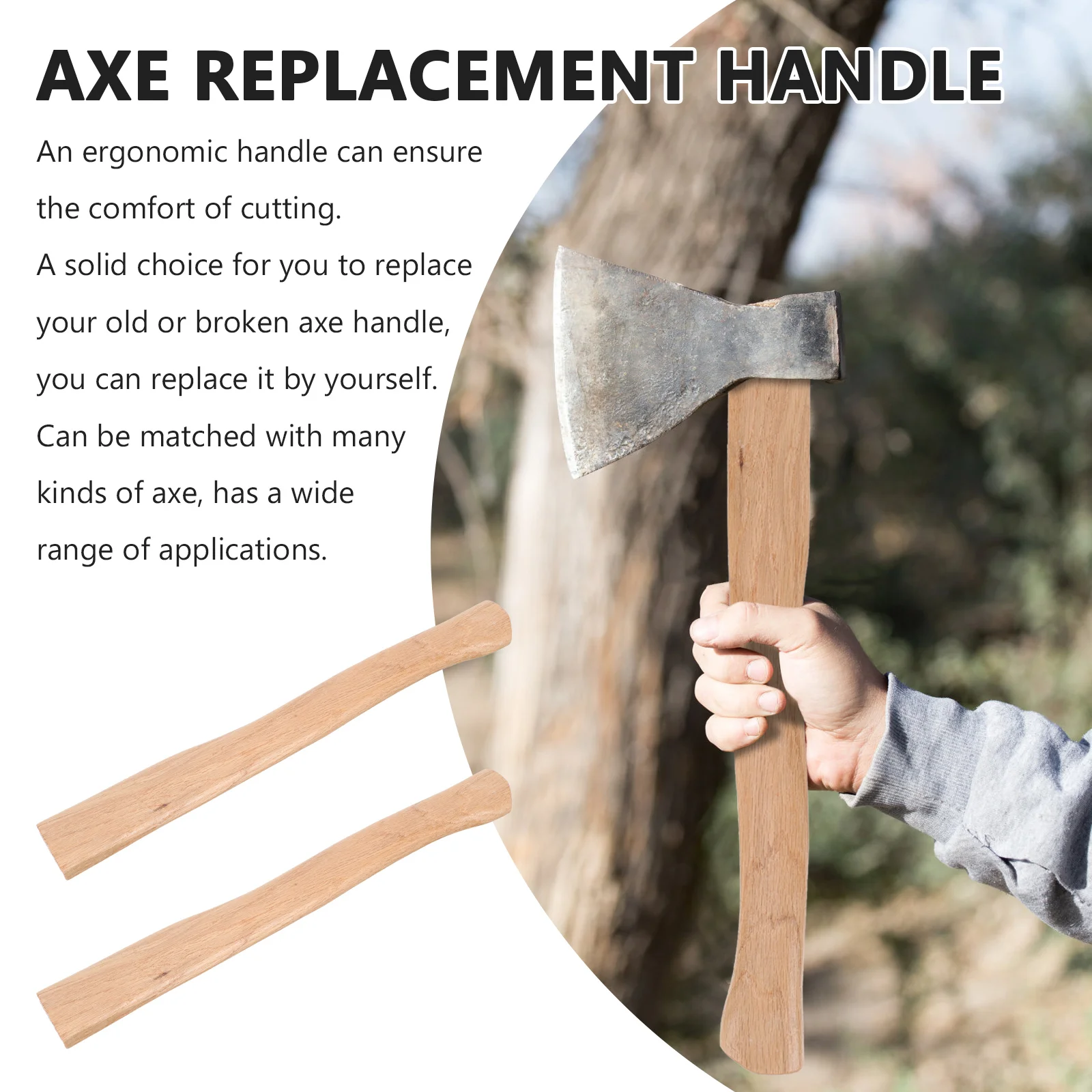 2 Pcs Hatchet Simulation Wooden Handle for Axe Fitting Replacement