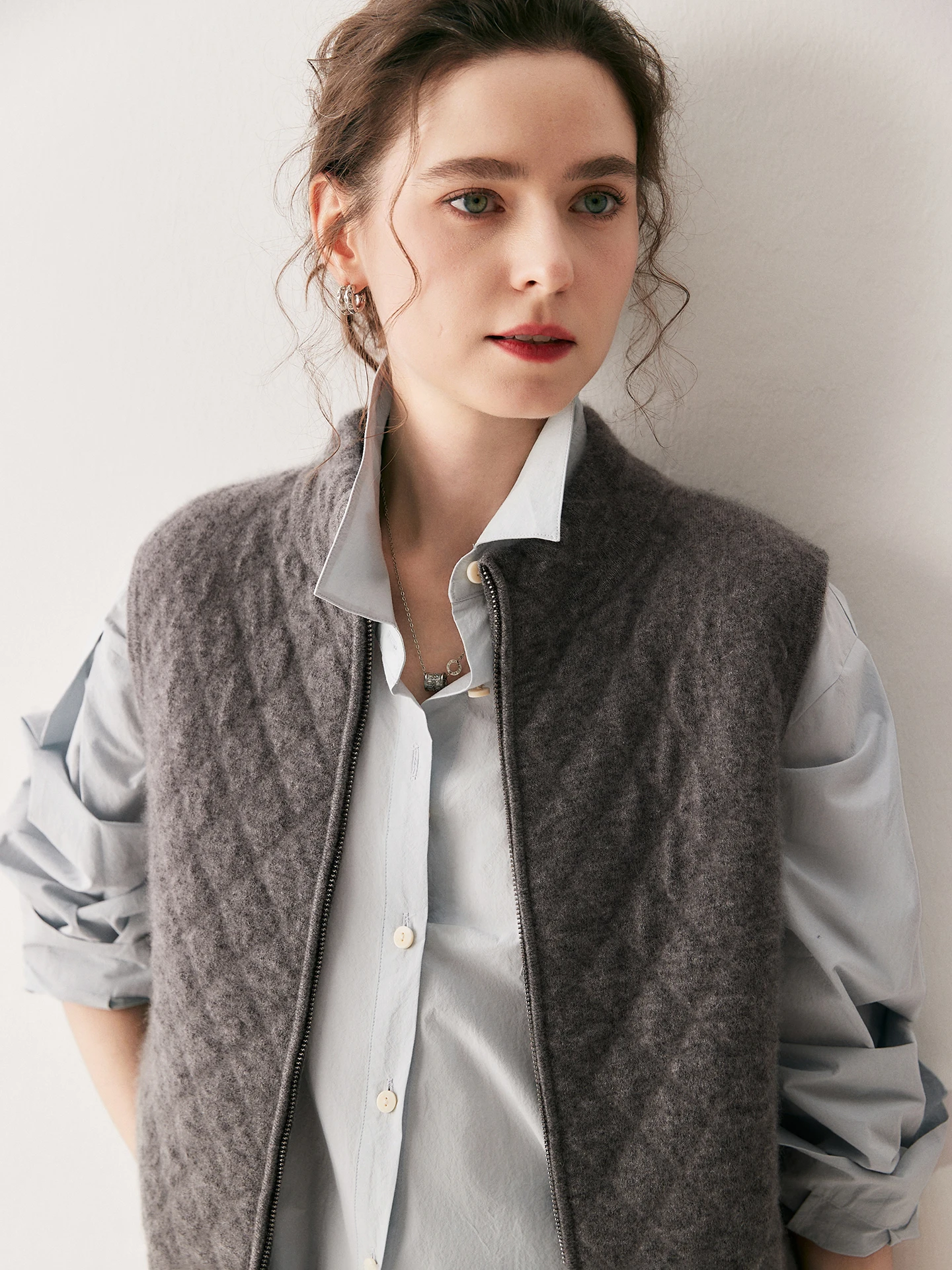 

Современный вязаный кардиган-жилет с молнией и матовым эффектом, женская свободная теплая модная верхняя одежда