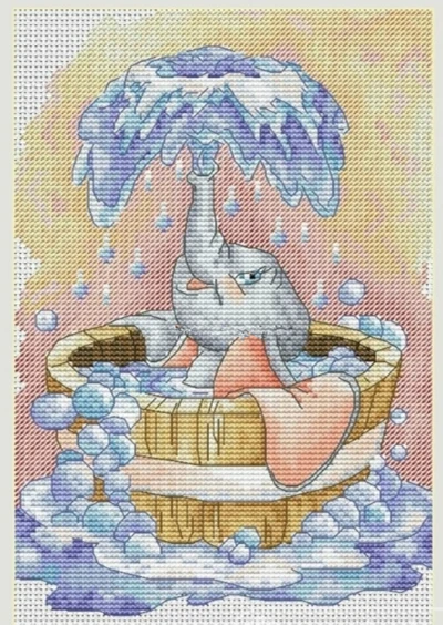 Bathe Elephant Animal 18CT 16CT 14CT Unprinted Top Quality Cross Stitch Kits Embroidery Art DIY Handmade Needlework Home Decor