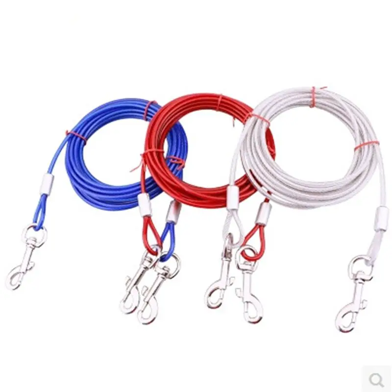 Dogs Rope Chain Double Dogs Tie Runner Walking and Training Leash Iron Wire Metal Hooks 3/5/10M Chains Outdoor Pet Supplies