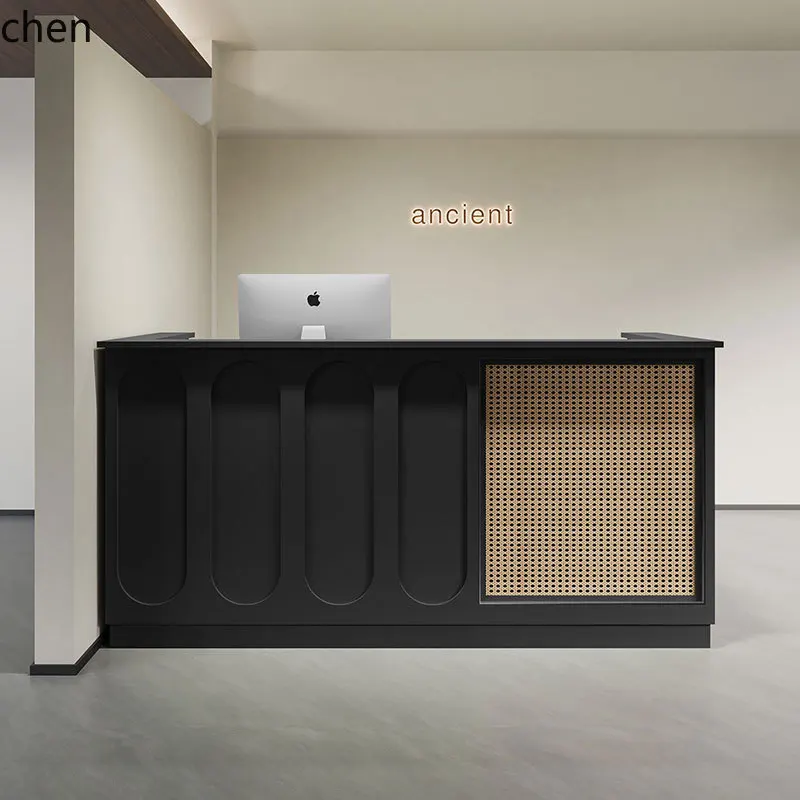 

HXL Front Desk Reception Cabinet Rattan Counter Display Cashier Desk