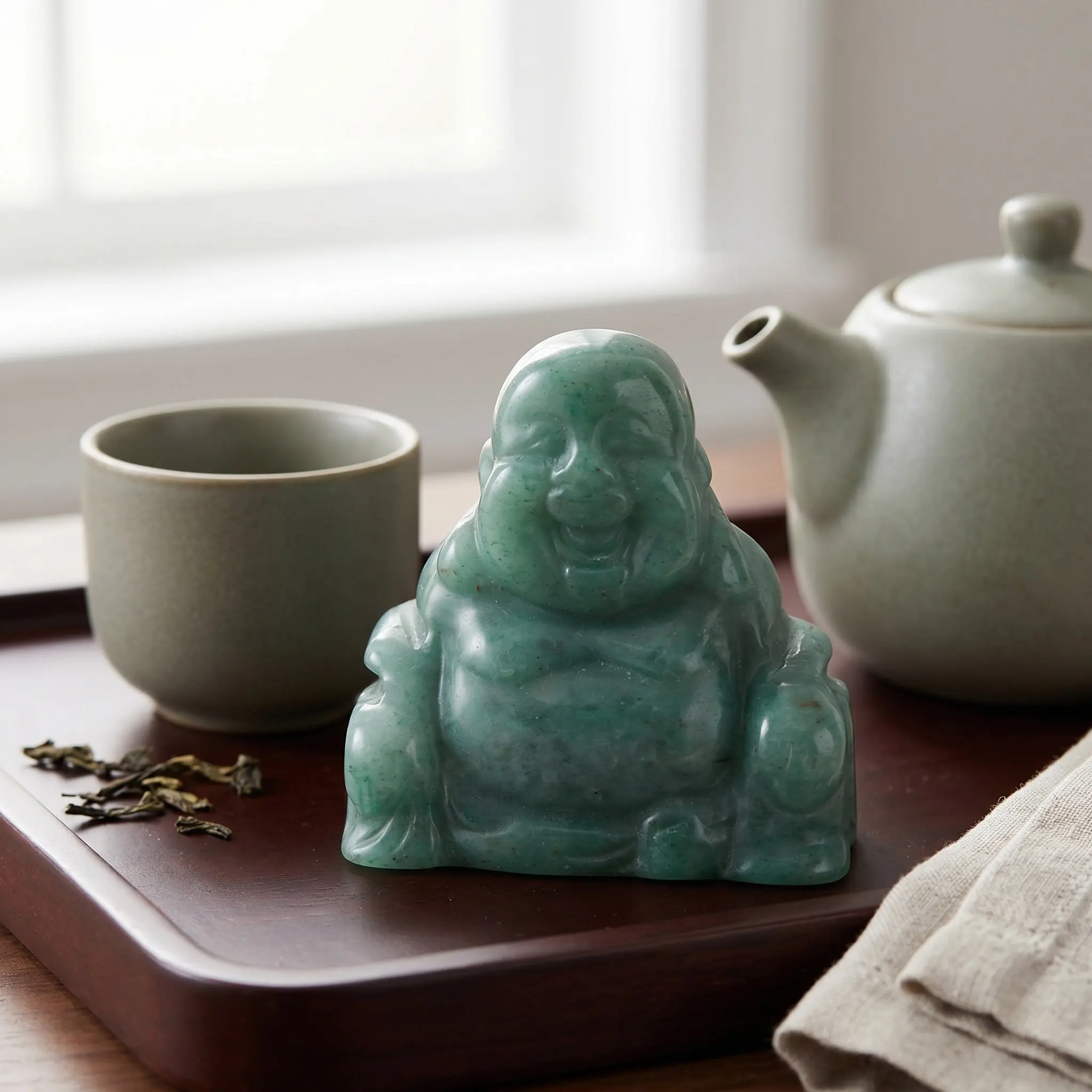 Crystal Buddha Statue Small Desktop Carved Sculpture Decorative Craft for Home Office Zen Buddha Decor Crystal Craft Decor