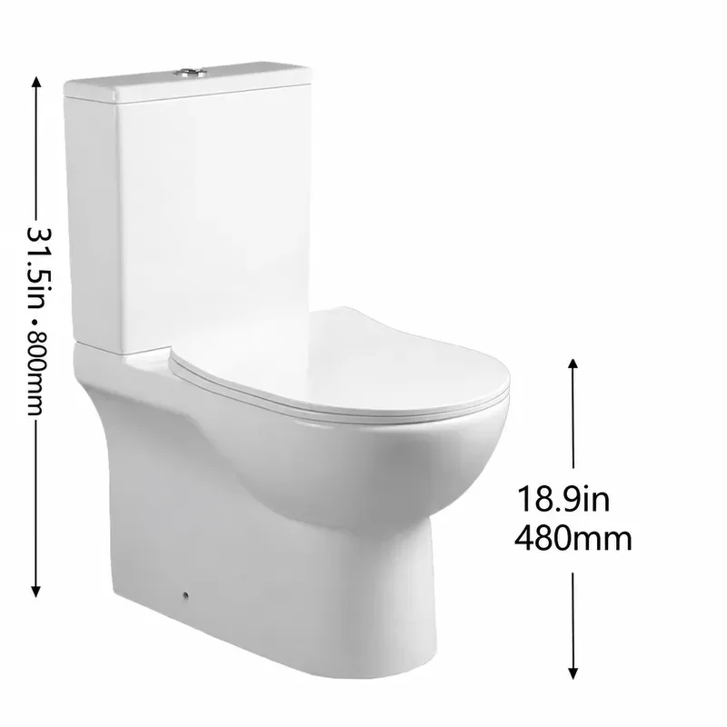 Rimless Straight Flush Split Toilet Watermark CE Certified for Australia and Russia Market High Efficiency Flushing System