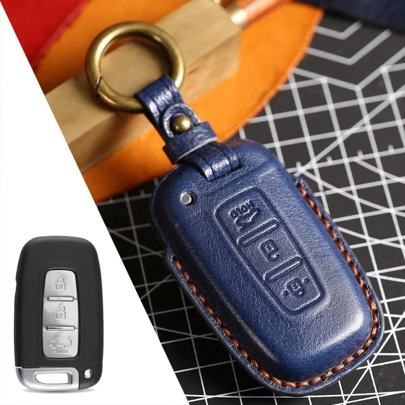 

1pc Luxury Car Key Case Cover For Kia Sportage K5 K2 Sorento Optima Forte For Hyundai IX35 Elantra Sonata Leather Holder Keyring