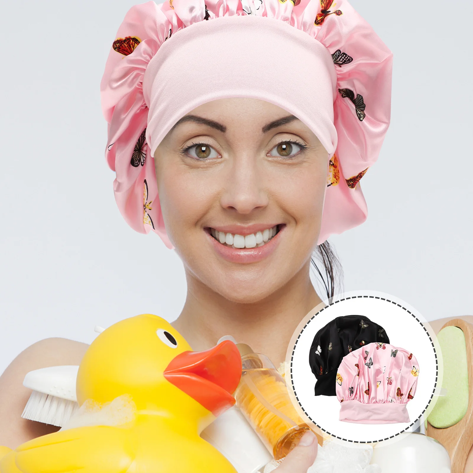 

2 шт., атласная шапка для сна, капот для женщин, большая шапочка для волос, удобная длинная вьющаяся шапочка для мытья волос, макияж для лица, домашнее использование