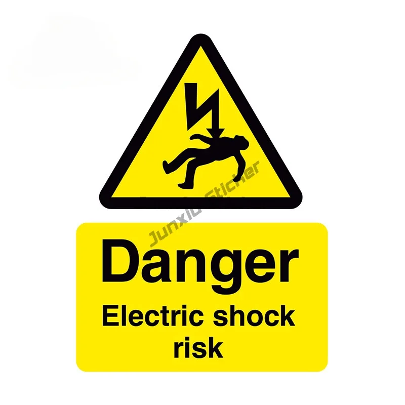 อันตรายจากไฟฟ้าช็อต สติกเกอร์เตือนภัย ติดกันชน แล็ปท็อป ตู้เย็น ประตู ป้ายเตือนความปลอดภัย สะท้อนแสง