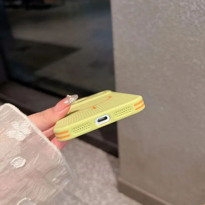 Moda favo de mel malha magnética caso para iphone 17 ar 16 15 14 13 12 pro max à prova de choque dissipação de calor capa de proteção fosca