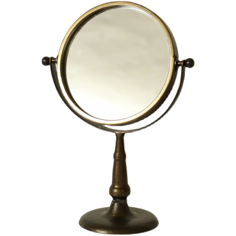 

Hxl Retro Iron Art Metal Makeup Mirror High Definition Vanity Mirror Desktop Single-Sided Mirror