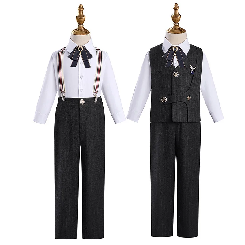 

Children's High-end Vest Suit Set Boy's Suit British Style Catwalk Wedding Host Piano Performance Costume Kids Waistcoat Pants