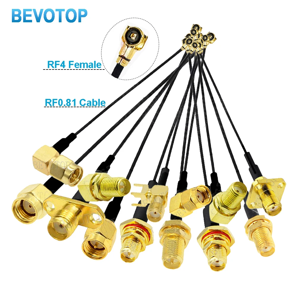 10PCS/Lot SMA Cable SMA Male/Female to IPX/MHF4 Female Jack WIFI Antenna RF Cable RF0.81 Pigtail Extension Cord BEVOTOP