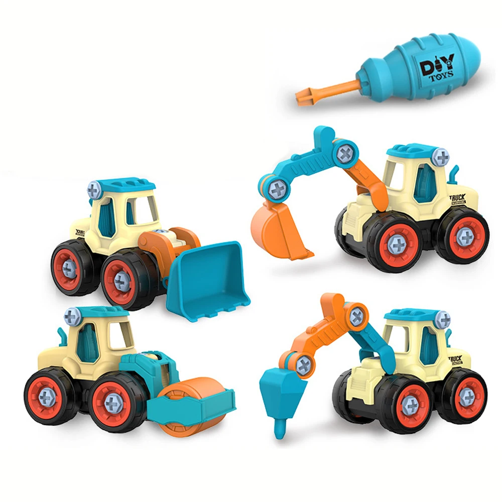 Take Apart Engineering Vehicle Toy, DIY  Construction Car Truck Screw Build Toy for Kids 4pcs