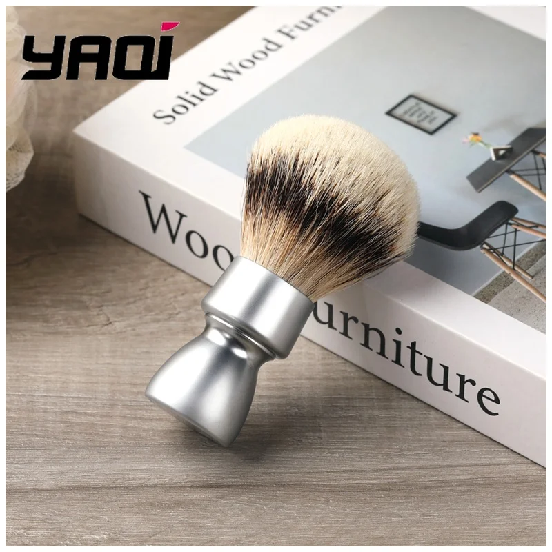 YAQI Heavy Metal Handle Silvertip Hair Shave Brush for Men Men Shaving Products Wet Shave Tools Best Gift for Men
