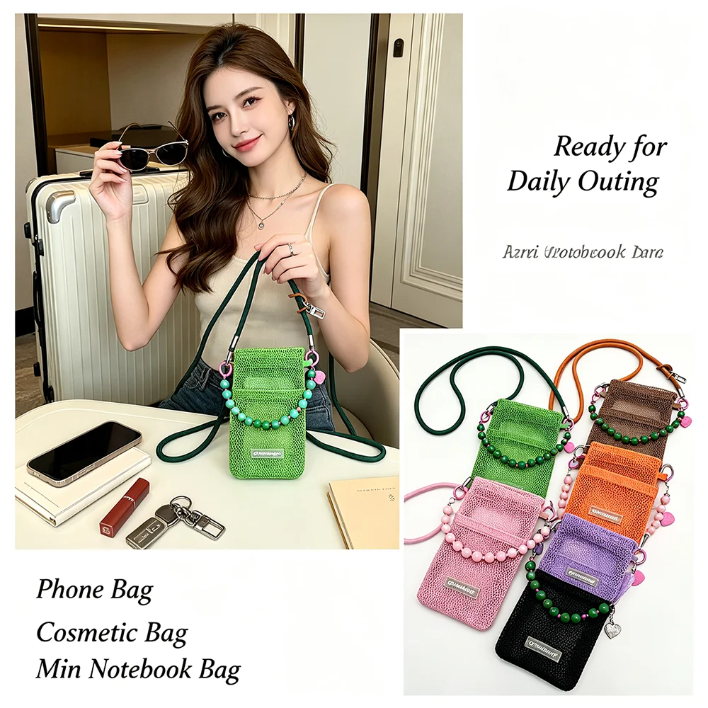 Sweet Korean Nylon Mesh Wallet Teenager Hollow Shoulder Purse Bags Solid Color Crossbody Mobile Phone Bag Unisex view 3