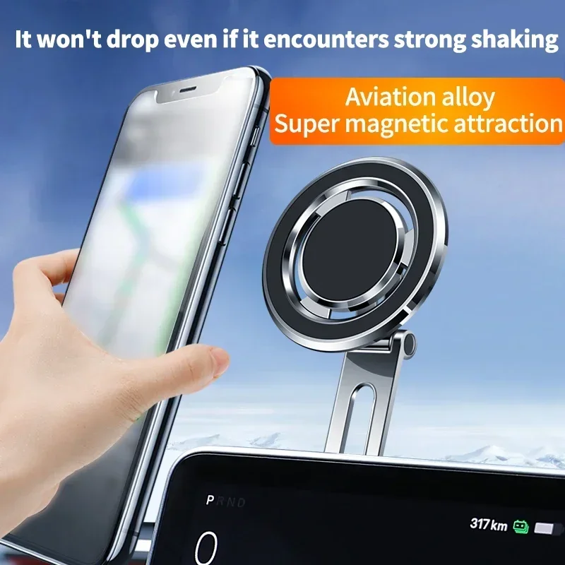 Magnetic Car Phone Holder Stand Magnetic Extendable Rotate Magnet Smart phone Bracket For iPhone 15 14 13 Pro Max Samsung Xiaomi