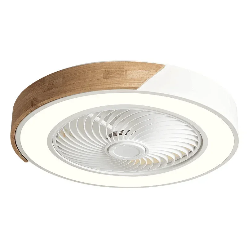 Ventilador de techo redondo para dormitorio cuádruple, piso bajo, diseño de estilo japonés de madera Simple, lámpara de ventiladores Led, 110V,