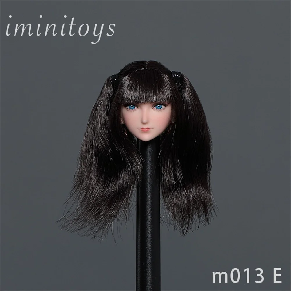 Iminitoys M013 ABCDEF 1:6 Scale Model Anime  Girl Head Sculpt Skin Long Hair For 12 Inch Female Body Action Figure Dolls Toys