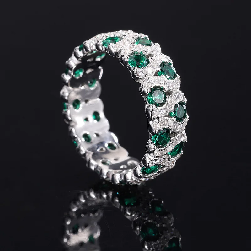 JewelryS925All-Silver Hot-Selling Genuine Red Gemstone Handmade Diamond-Studded Adjustable Ring