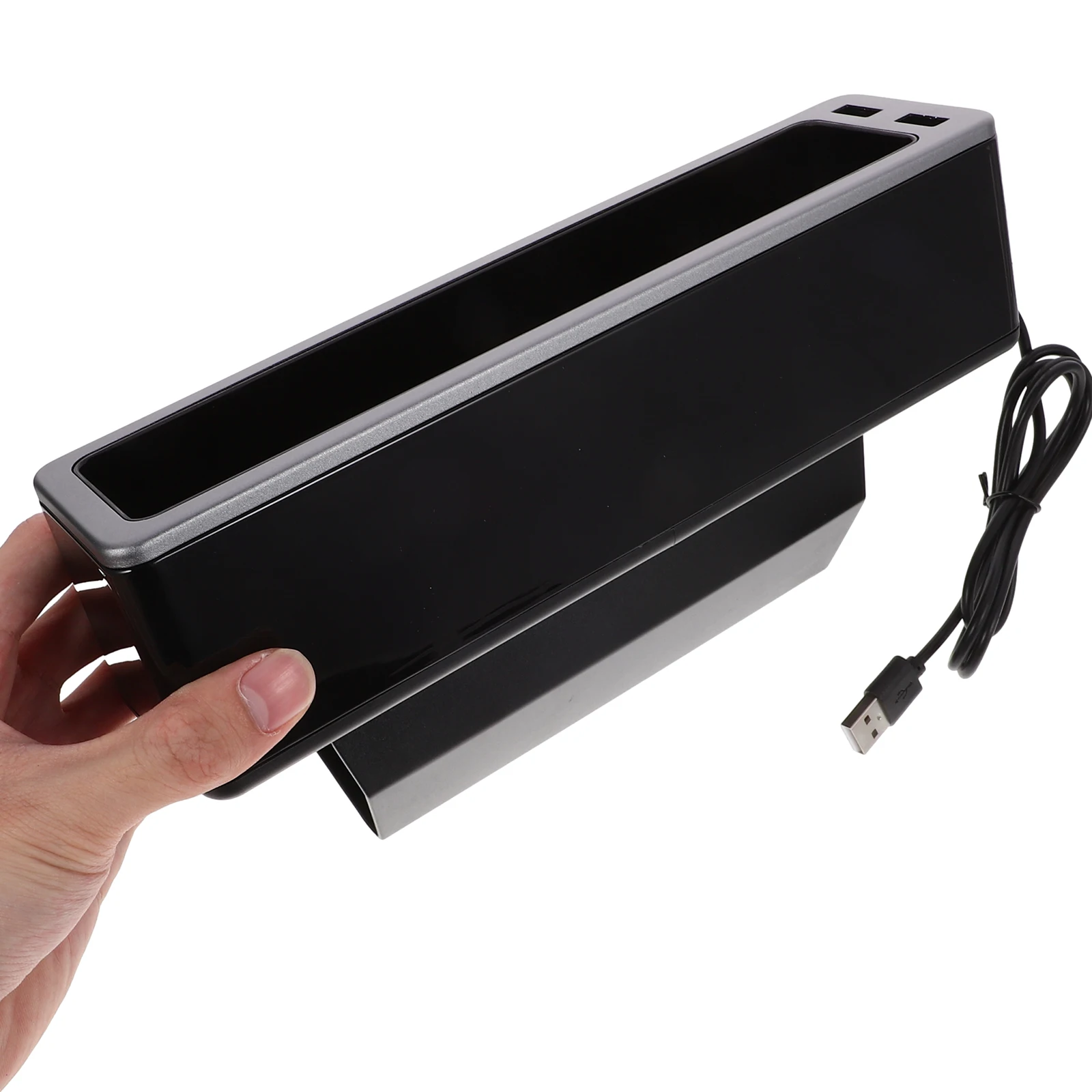 

Car Seat Storage Box Metal Armrest ganizer Cup Holder Ports Black Travel Multifunction Container Compact Size Car Interior
