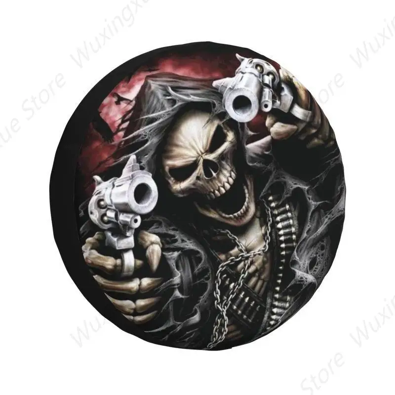 Custom Death Skull Spare Tire Cover for Jeep Pajero Horror Skeleton SUV RV Camper Car Wheel Protectors Accessories 14