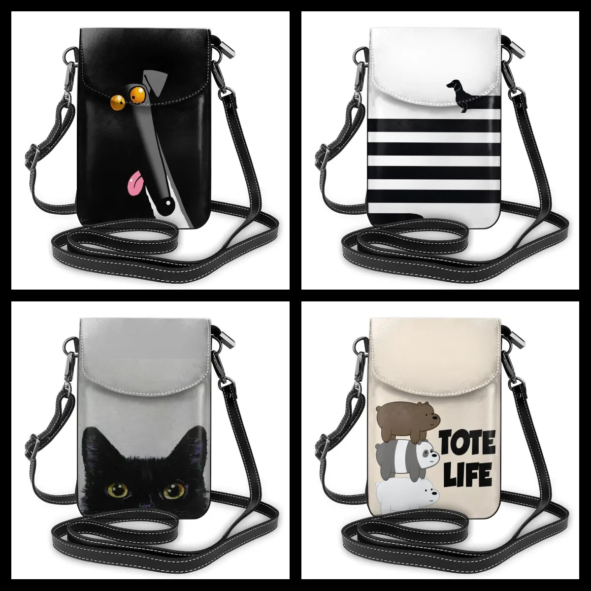 Cartoon Shoulder Bag Cartoon Leather Bag Crossbody Women Dog Print Bags Street Student Slim Pattern Trend Purse