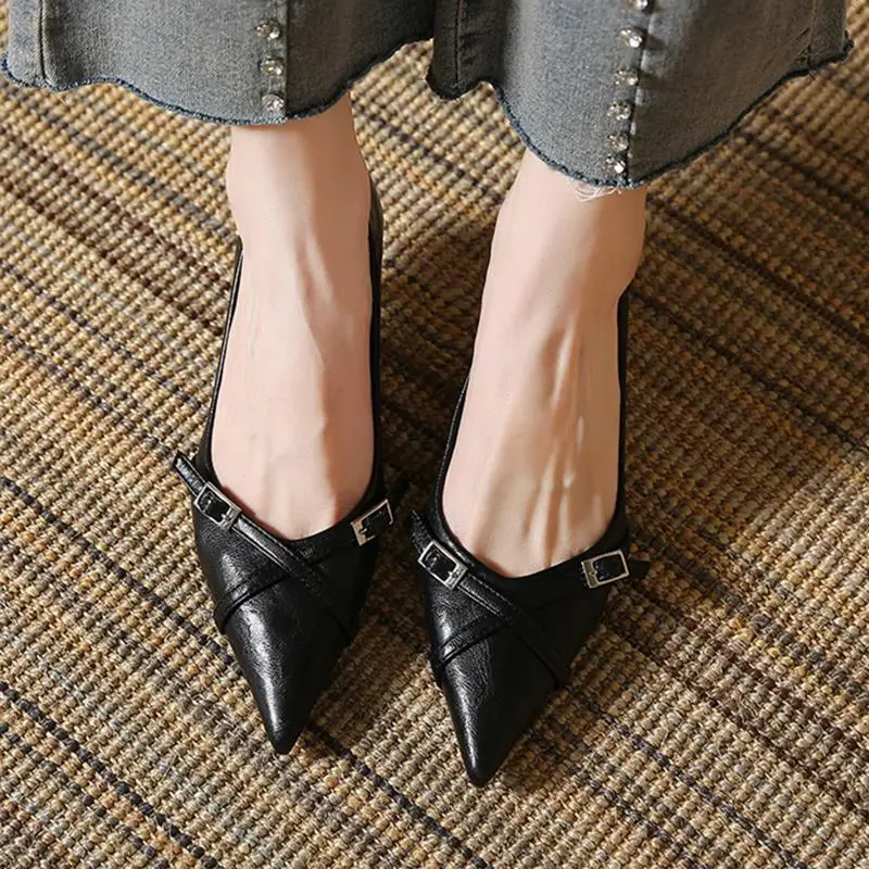 

Angola Red 4cm High Heel Pumps Sexy Belt Buckle Dec Woman Shoes Elegant Women Pumps Pointed Toe Fashion Single Shoes
