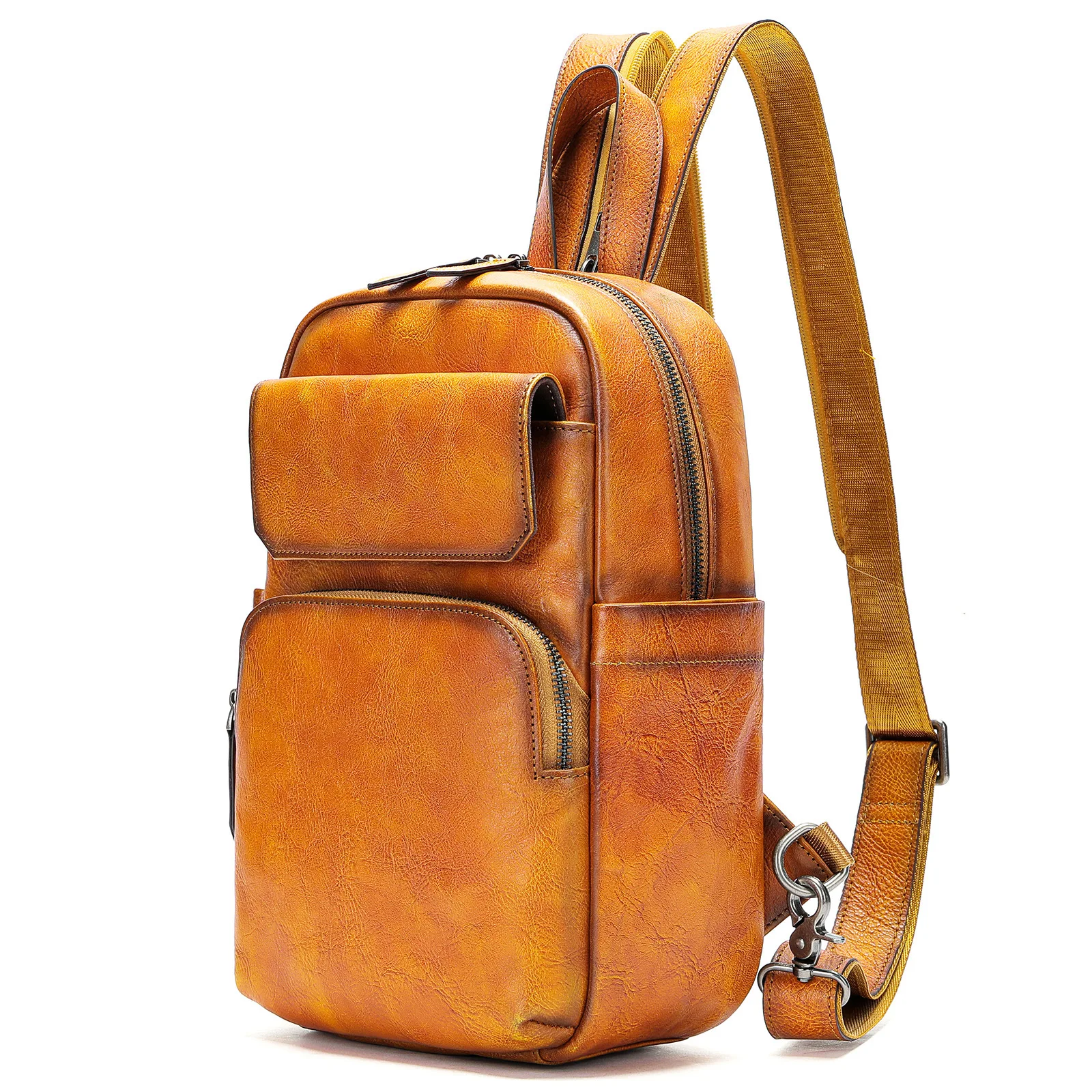 

Handmade Soft Leather Single oulder Bag Vintage Multi-Functional Men's Chest Bag Crossbody Bag Casual Sle Polyester