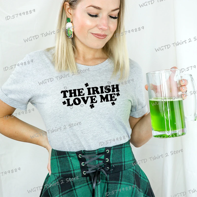 The Irish Love Me Women's St. Patrick's Day T-shirts Irish Celebration Outfit in Style St Patricks Day Patty Shamrock Tops Tees