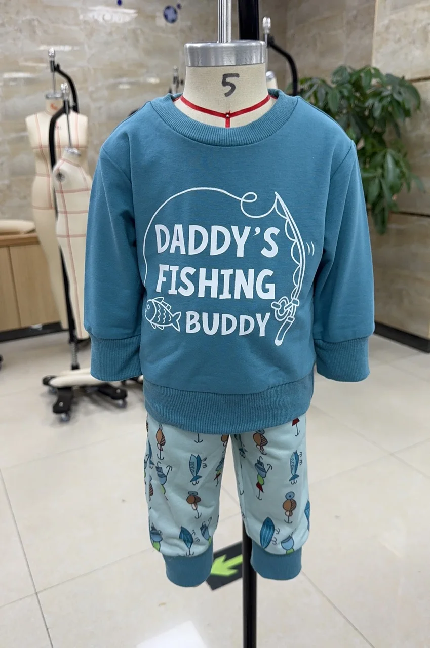 

Toddler Clothes Baby Boy Fall 2 Pcs Outfits Letter Pattern Long Sleeve Round Neck Pullover Fish Print Pants Xmas Clothing Set