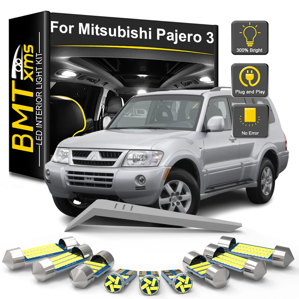 BMTxms 17Pcs LED Interior Light Bulb Kit For Mitsubishi Pajero 3 V60 V73 V75 V77 2000 2001 2002 2003 2004 2005 2006 Car Lamp Can