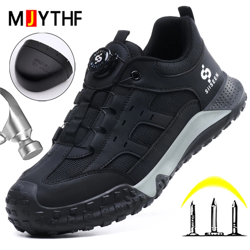 

Rotating button Safety Shoes Men Non-slip Work Sneakers Steel toe shoes Puncture-Proof Indestructible shoes Work Boots Security