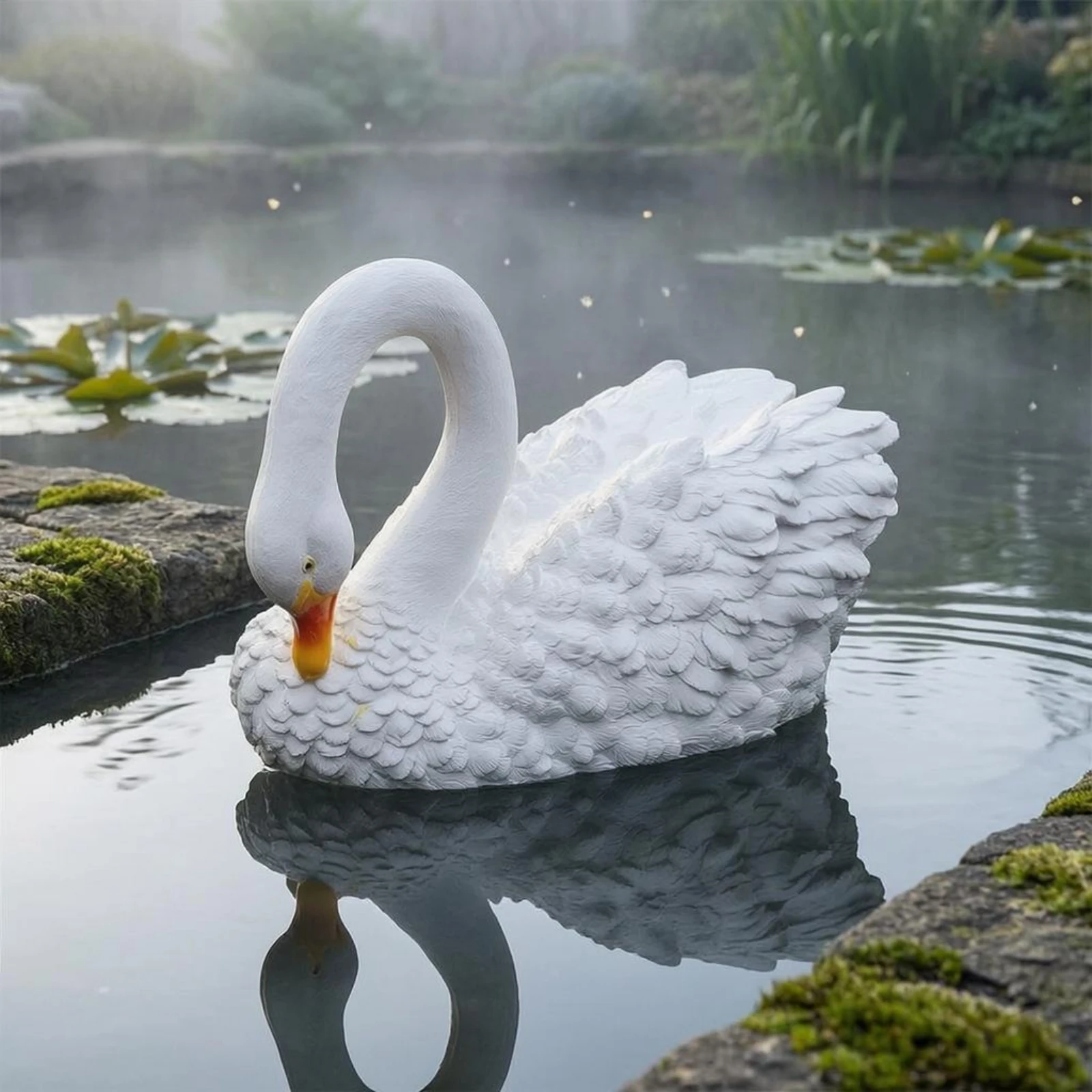 Floating Swan Ornament Resin Floating Swan Statue Animal Sculpture Detailed Garden Decor Realistic for Pond