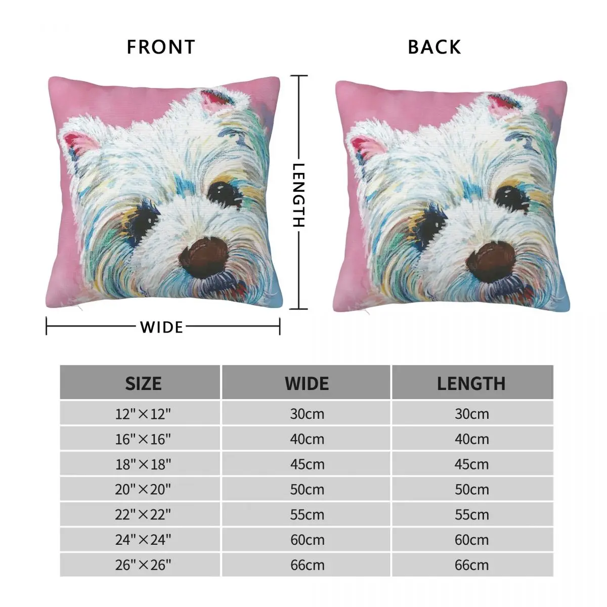 West Highland Terrier Love Square Pillowcase Polyester Linen Velvet Creative Zip Decor Pillow Case Bed Cushion Cover 18