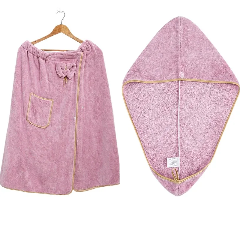 Large Size Bath Skirt Fattened Enlarged Coral Fleece Absorbs Water Dries Quickly Thickened Bath Skirt Beauty Salon Wrap Towel