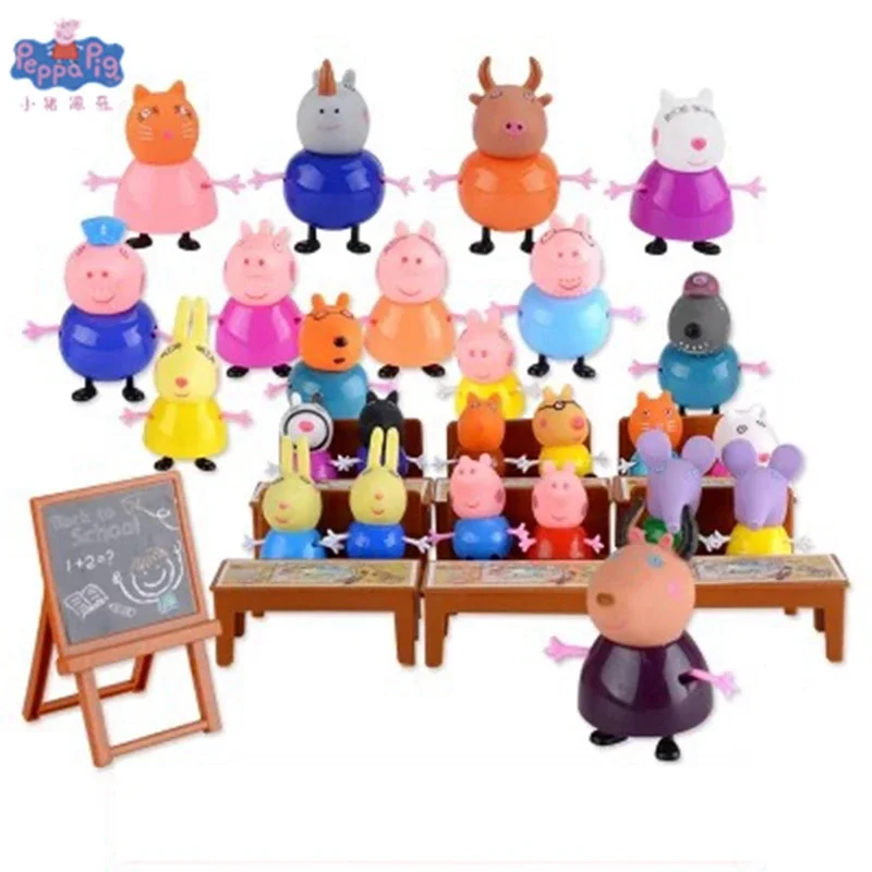 Peppa Pig and 25 classmates George Susie Action Doll Toys School Scene Doll Model Toys Family Party Games Props Children's Gift