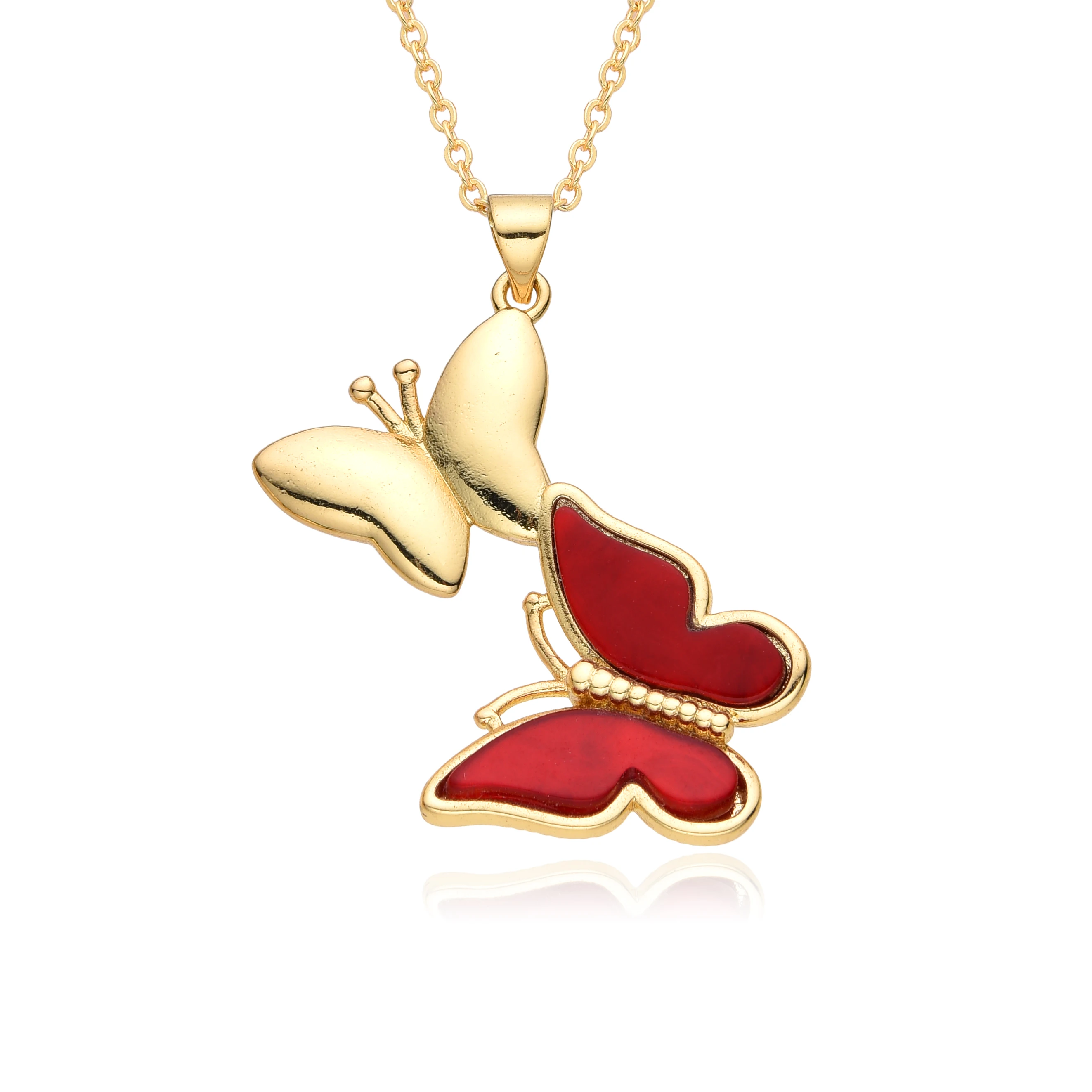 

18-каратное позолоченное ожерелье-бабочка для женщин и девочек, подарок, красочные Y2k, подвески в виде животных, цепочка на ключицы, кулон, сделай сам, ювелирный аксессуар