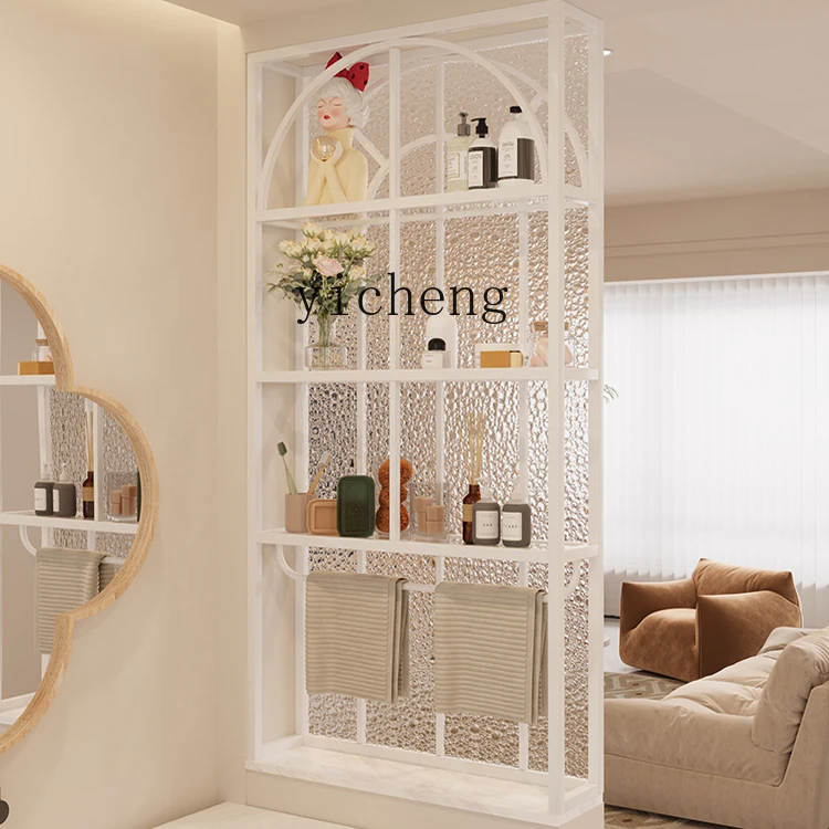 b4 Changhong Glass Half-Wall Screen Partition Cabinet Bathroom Washstand Dry and Wet Area Storage Rack