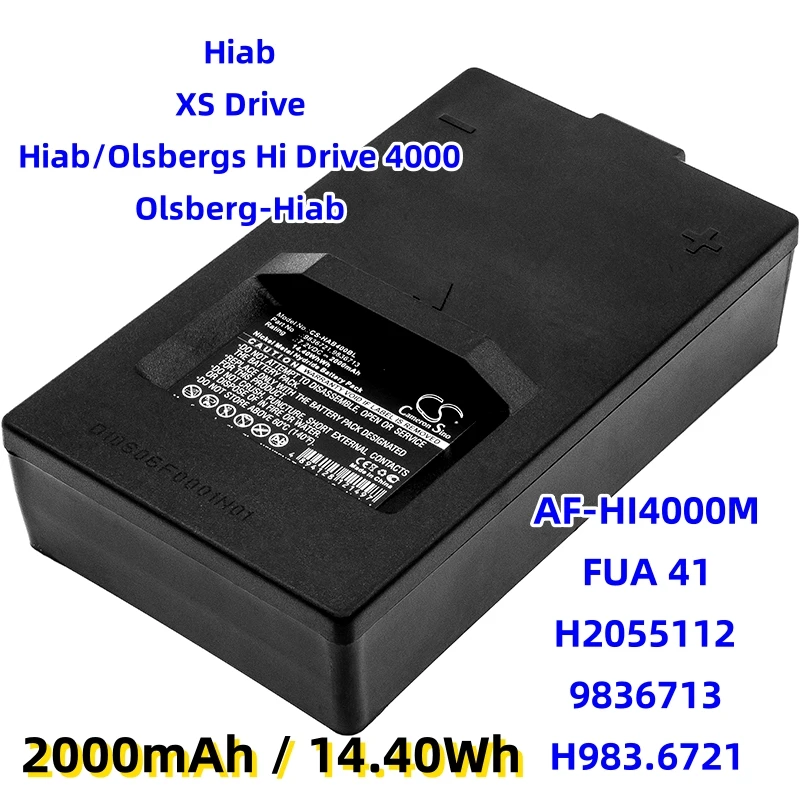

Replacement Battery for Hiab:XS Drive,Hiab/Olsbergs Hi Drive 4000,Olsberg-Hiab,AF-HI4000M,FUA 41,H2055112,9836713,H983.6721