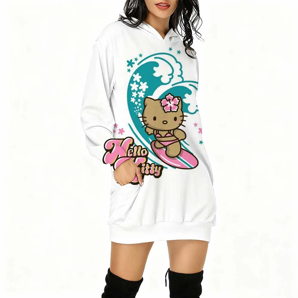 Hello Kitty Cartoon Anime damestrui lente en herfst hoodie kleding nieuwe mode paar trui topjurk