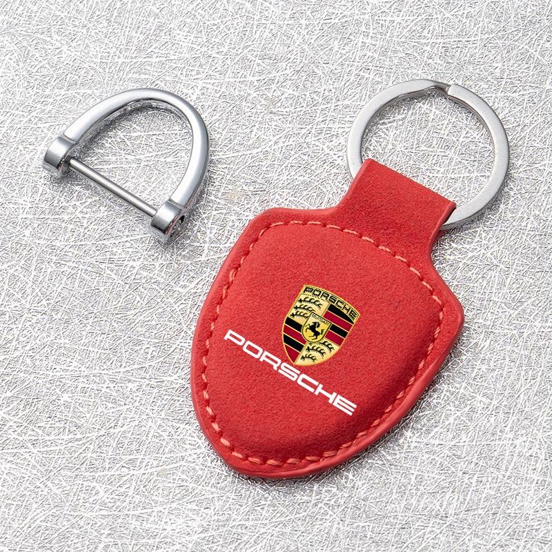 LLavero de gamuza para coche, llavero con escudo, colgante de modelado, regalos para Porsche Panamera Spyder Carrera Macan Boxster Cayman Cayenne Pajun