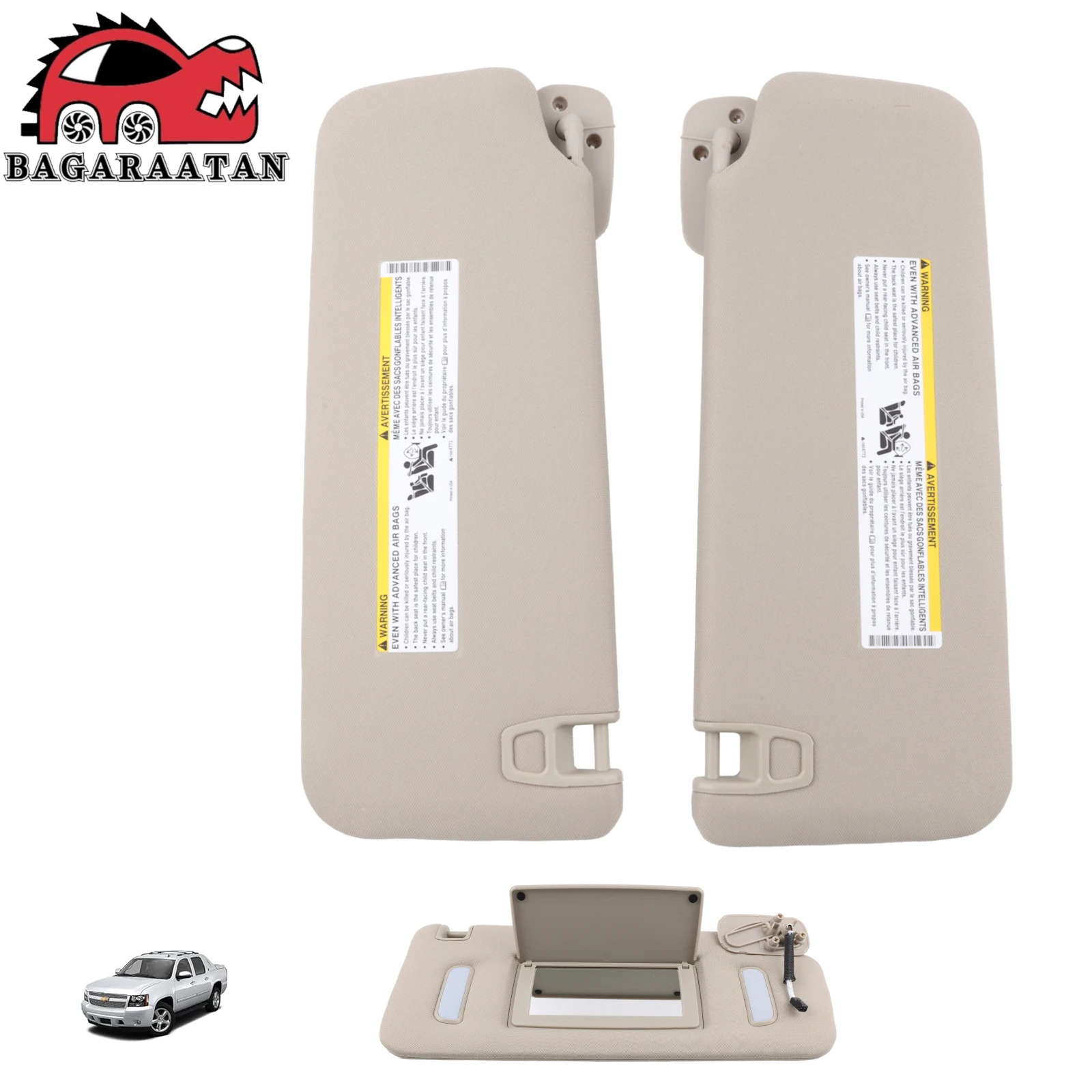 

Left Driver & Right Passenger Sun Visor Replaces 22850306 22850310 For 2007-14 Chevy Suburban 1500 2500 GMC Sierra 1500 Cadillac