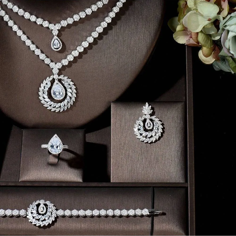 Splendido set di gioielli artigianali d'epoca Collana Orecchini Bracciale Accessori Vestito Partito Matrimonio Sposa Donne Q-11