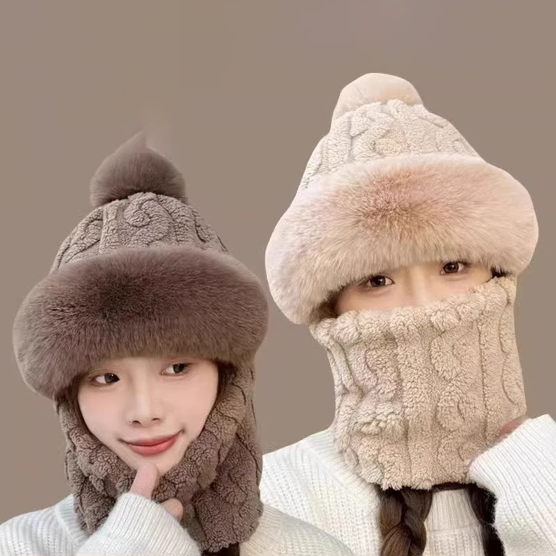 Winter Thermal Balaclava Hat with Integrated Scarf for Cycling Skiing Windproof Cold Weather Outdoor Activities