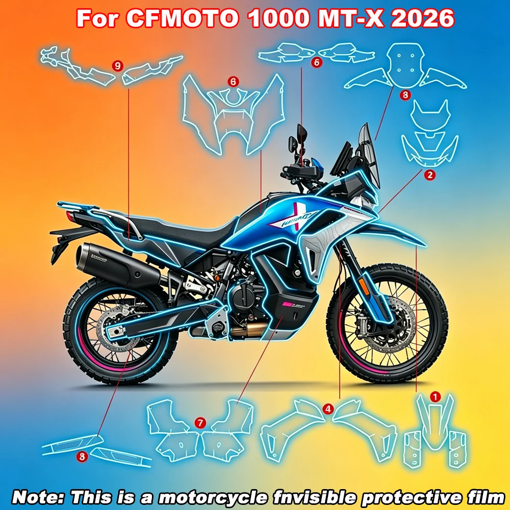 

For CFMOTO 1000 MT-X 1000 MTX 2026 Motorcycle PPF TPU Protective Film Full Body Paint Protection Scratch Resistant Kit